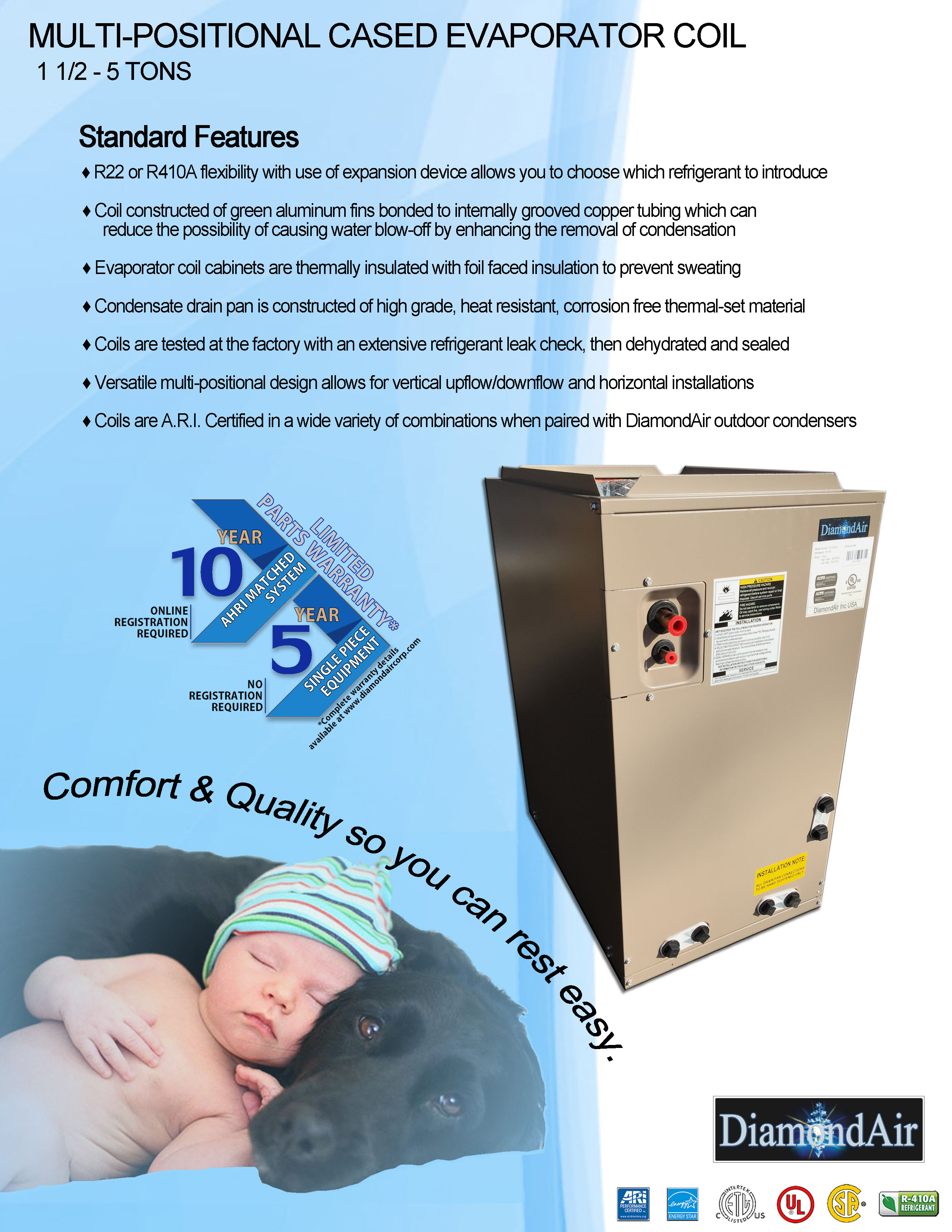 2.5 - 3 Ton DiamondAir Multi-Positional Cased Coil DCC3036A (T)